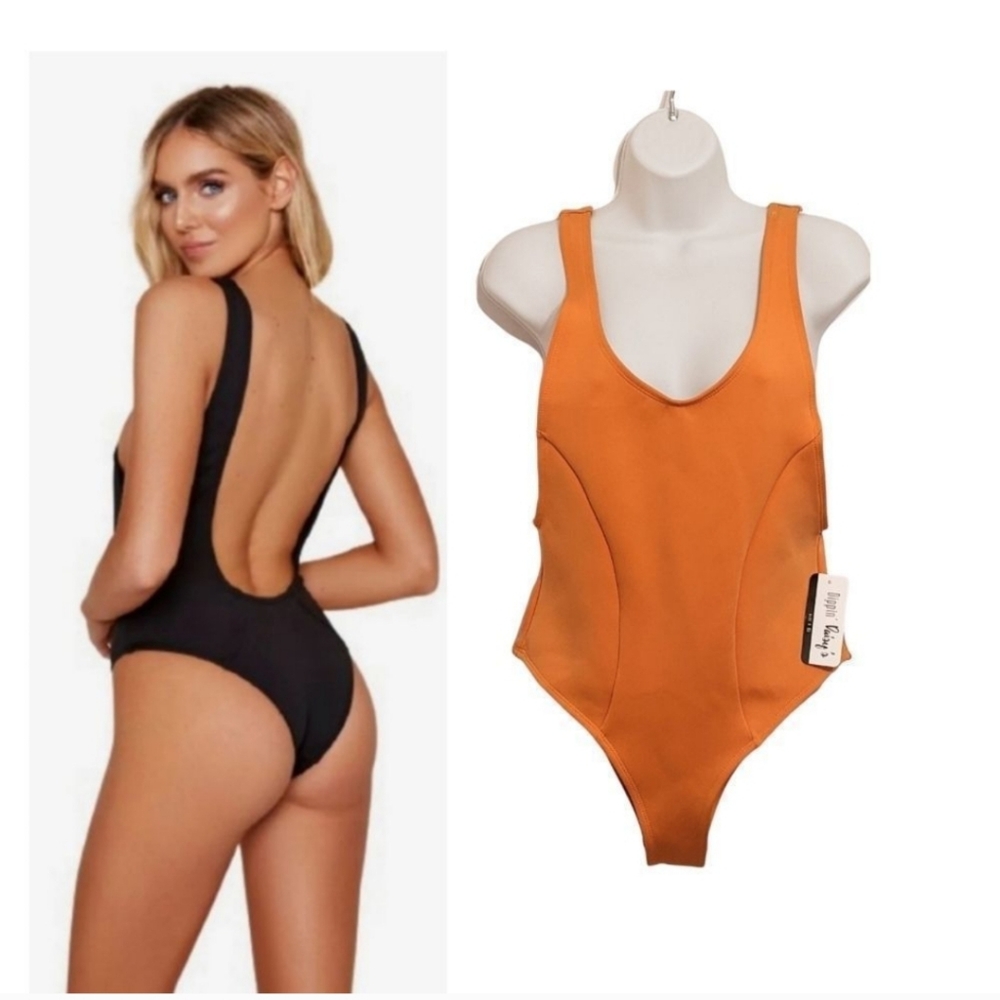 Nwt DIPPIN' DAISY'S scuba open back one piece swimwear orange size L